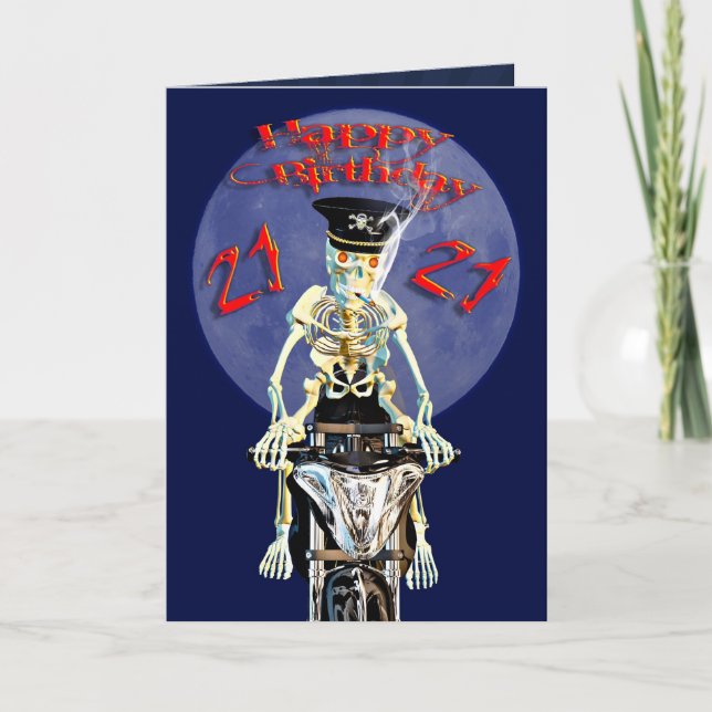 Skeleton biker 21e anniversaire carte (Devant)