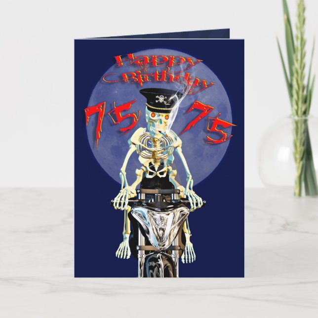 Skeleton Biker 75 Geburtstagskarte Karte (Vorderseite)
