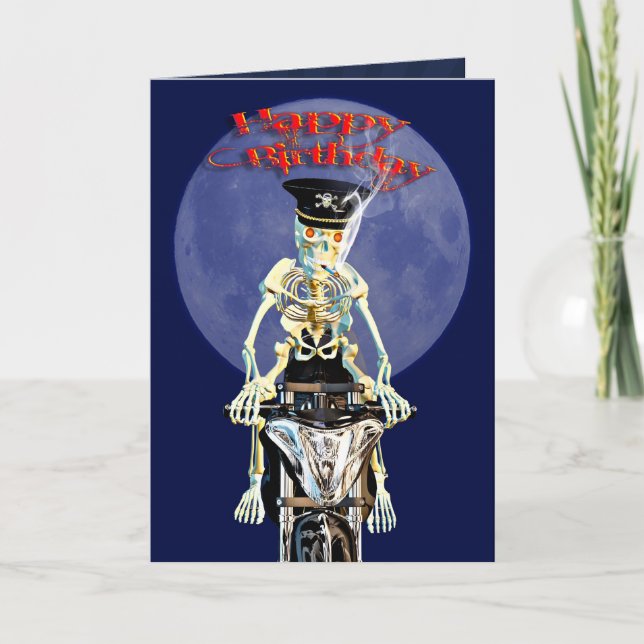 Skeleton Biker Geburtstagskarte Karte (Vorderseite)