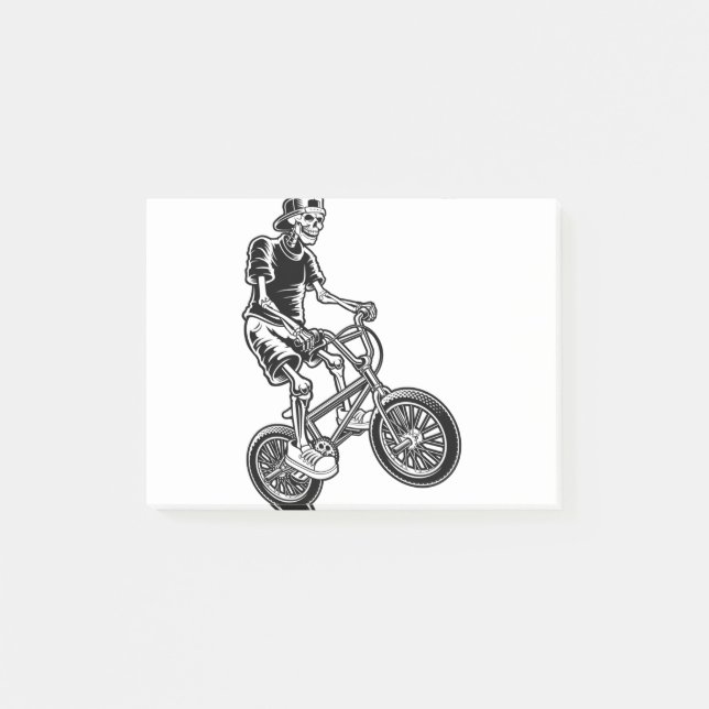 Skeleton Biking Skeleton Post-it Klebezettel (Vorderseite)