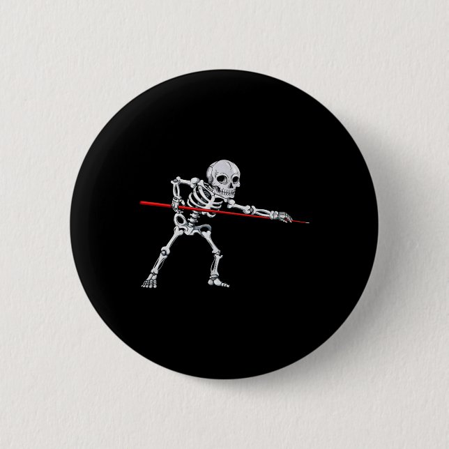 Skeleton Billiards Billiard Pool Snooker Halloween Button (Vorderseite)