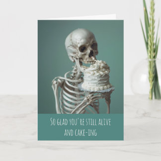 Skeleton Birthday Cake Spaß Happy Birthday Karte