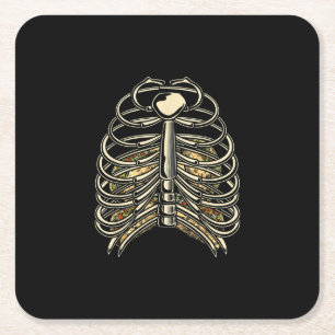 Skeleton Bone Rib Käfig Halloween Taco Lover Tric Rechteckiger Pappuntersetzer