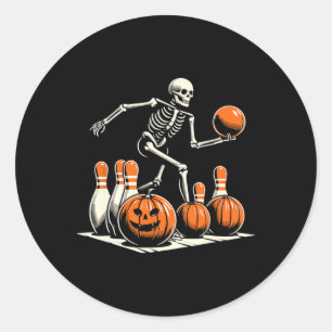 Skeleton Bowling Player Funny Bowler Halloween Runder Aufkleber
