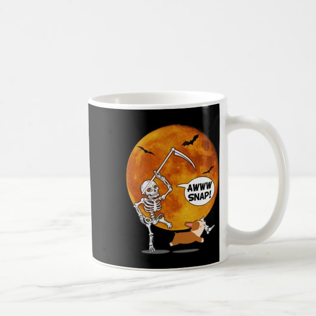 Skeleton Broken Leg Halloween Corgi Sensenmann Scy Kaffeetasse (Rechts)