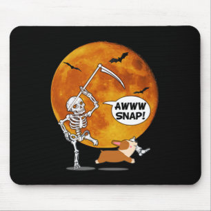 Skeleton Broken Leg Halloween Corgi Sensenmann Scy Mousepad