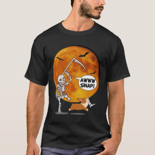 Skeleton Broken Leg Halloween Corgi Sensenmann Scy T-Shirt