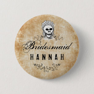 Skeleton Brown gotische Brautjungfer Halloweens Button