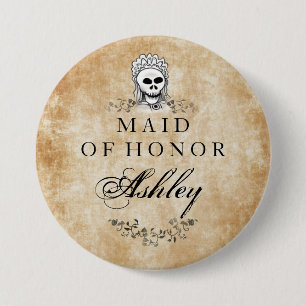 Skeleton Brown gotische Trauzeugin Halloweens Button