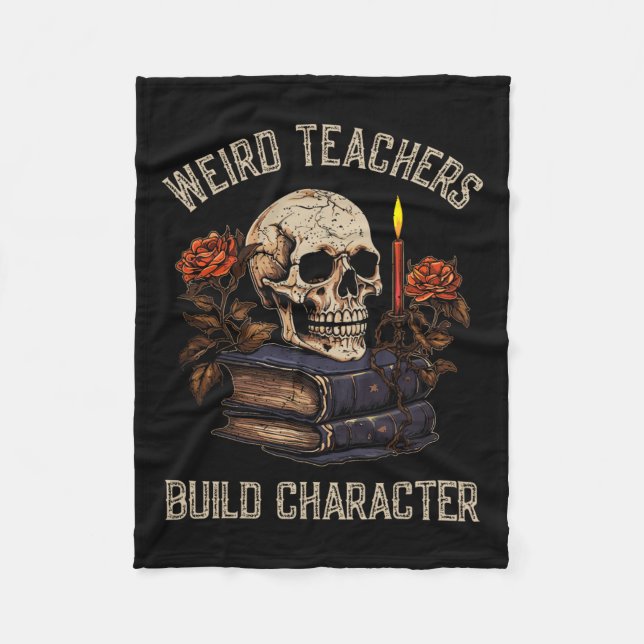 Skeleton Buch Blumenschädel Halloween Lehrerin Fra Fleecedecke (Vorderseite)