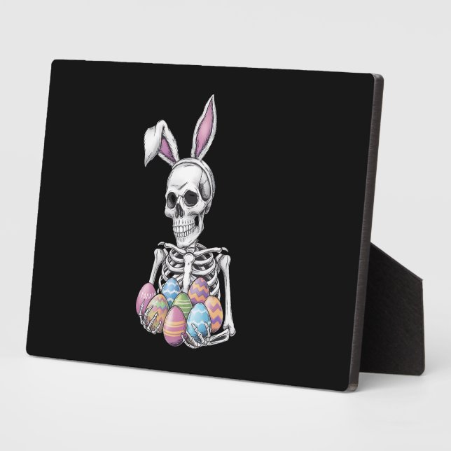 Skeleton Bunny Holding Ostereier Funny Rabbit Fotoplatte (Seite)