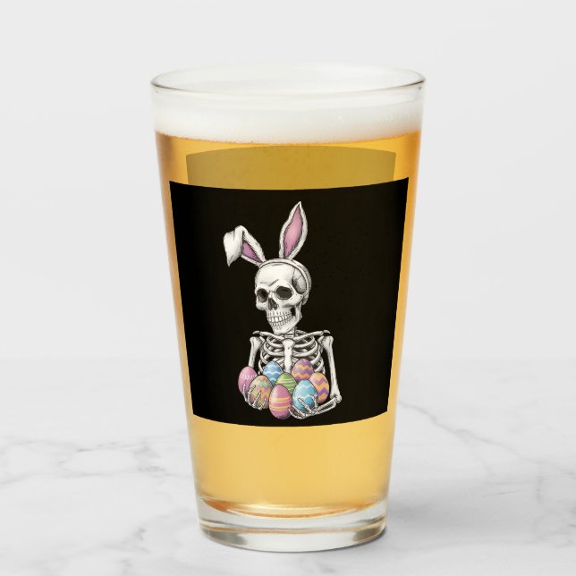Skeleton Bunny Holding Ostereier Funny Rabbit Glas (Vorne (Gefüllt))