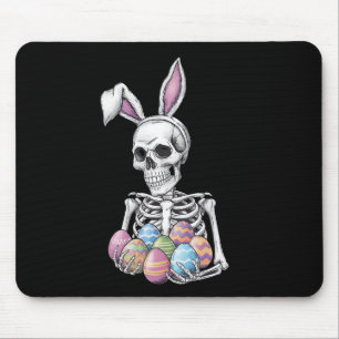 Skeleton Bunny Holding Ostereier Funny Rabbit Mousepad