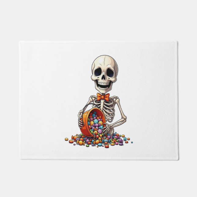 Skeleton Candy Bowl Halloween Fußmatte (Vorderseite)
