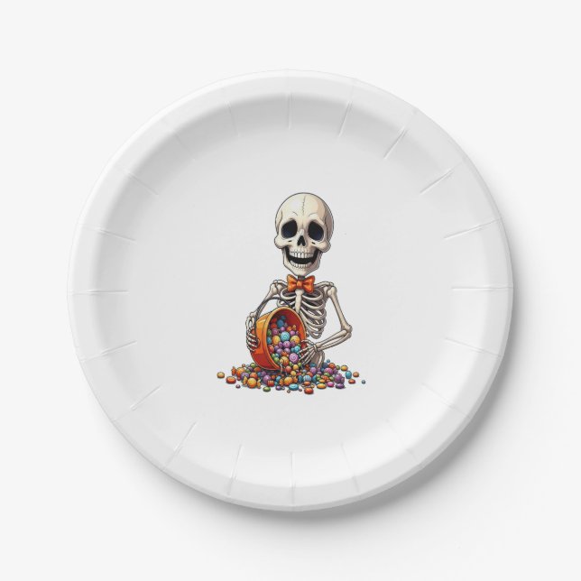 Skeleton Candy Bowl Halloween Pappteller (Vorderseite)