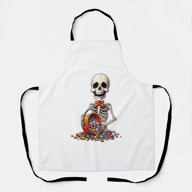 Skeleton Candy Bowl Halloween Schürze (Vorderseite)