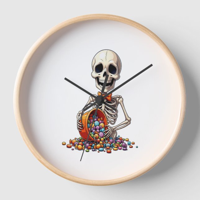Skeleton Candy Bowl Halloween Uhr (Vorderseite)