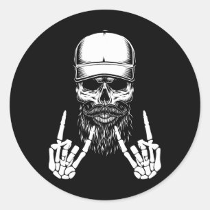 Skeleton Cap Skater Cool Halloween Punk Rock Runder Aufkleber