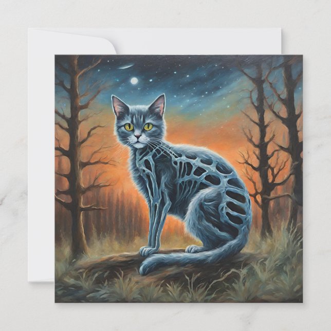 Skeleton Cat Einladung (Vorderseite)