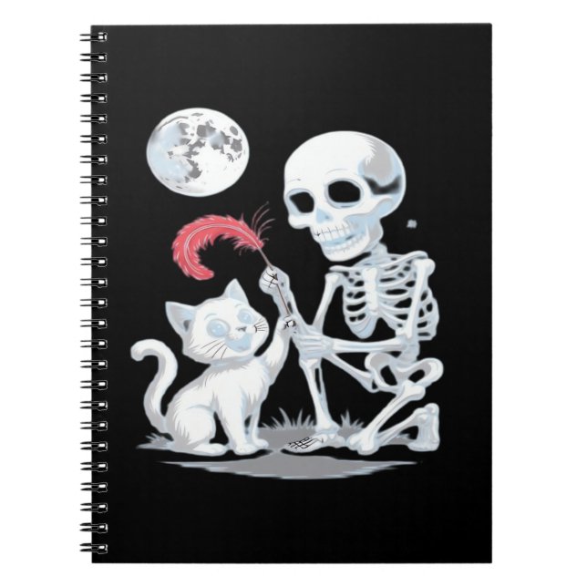 Skeleton Cat Halloween Funny Niedlich Spooky Essen Notizblock (Vorderseite)