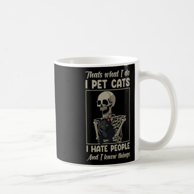 Skeleton Cat Kitten Lover Grumpy Skull Kitty Pet O Kaffeetasse (Rechts)