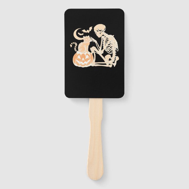 Skeleton Cat Skull kitty Cute Halloween Design Cla Fächer (Vorderseite)