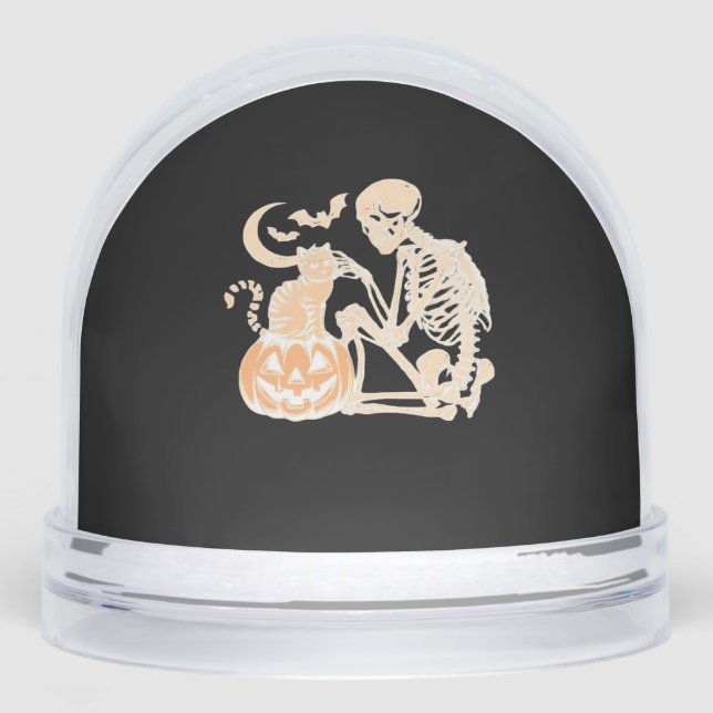 Skeleton Cat Skull kitty Cute Halloween Design Cla Schneekugeln (Vorderseite)