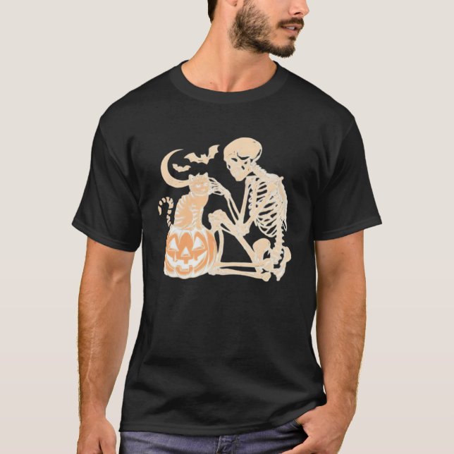 Skeleton Cat Skull kitty Cute Halloween Design Cla T-Shirt (Vorderseite)