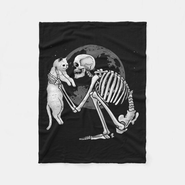 Skeleton Cat Skull Kitty Niedlich Ghost Halloween  Fleecedecke (Vorderseite)