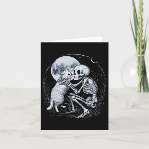 Skeleton Cat Skull Kitty Niedlich Goth Halloween C Karte