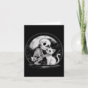 Skeleton Cat Skull Kitty Niedlich Goth Halloween C Karte