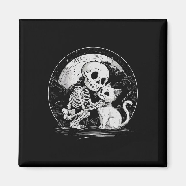Skeleton Cat Skull Kitty Niedlich Goth Halloween C Magnet (Vorne)
