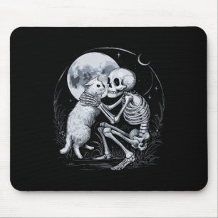 Skeleton Cat Skull Kitty Niedlich Goth Halloween C Mousepad