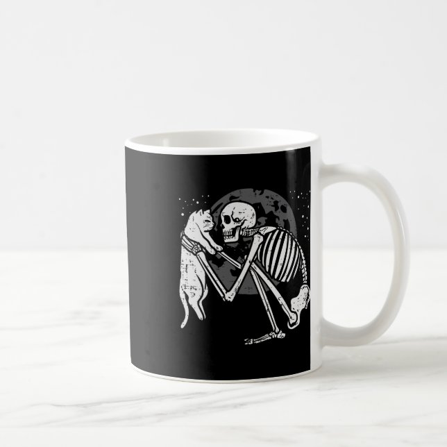 Skeleton Cat Skull Kitty Niedlich Goth Halloween M Kaffeetasse (Rechts)