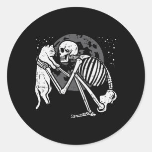 Skeleton Cat Skull Kitty Niedlich Goth Halloween M Runder Aufkleber