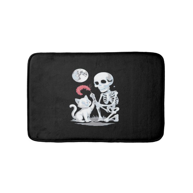 Skeleton Cat Skull Kitty Niedlich Halloween Design Badematte (Vorderseite)