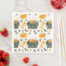 Skeleton & Cauldron Spooky Halloween-Party Napkin Serviette