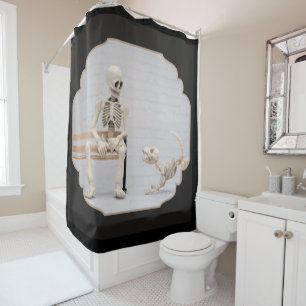 Skeleton Chien et propriétaire Douche rideau