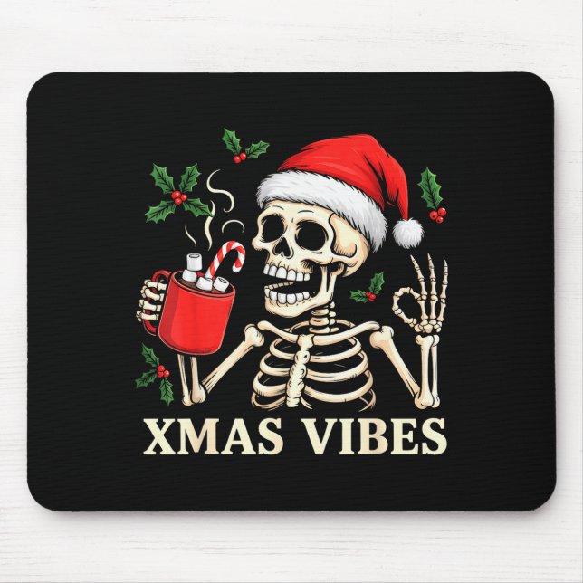 Skeleton Christmas Merry Christmas Skull Santa Xma Mousepad (Vorne)