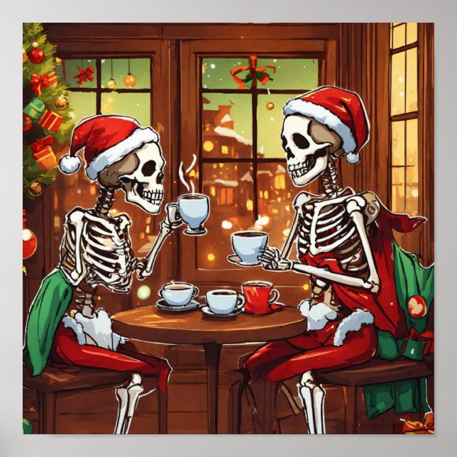Skeleton Christmas Santa Poster (Vorne)