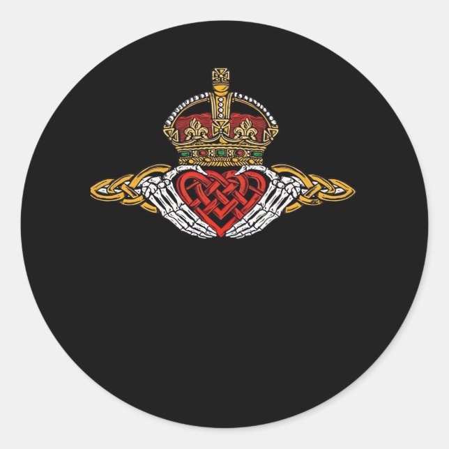 Skeleton Claddagh Color Runder Aufkleber (Vorderseite)