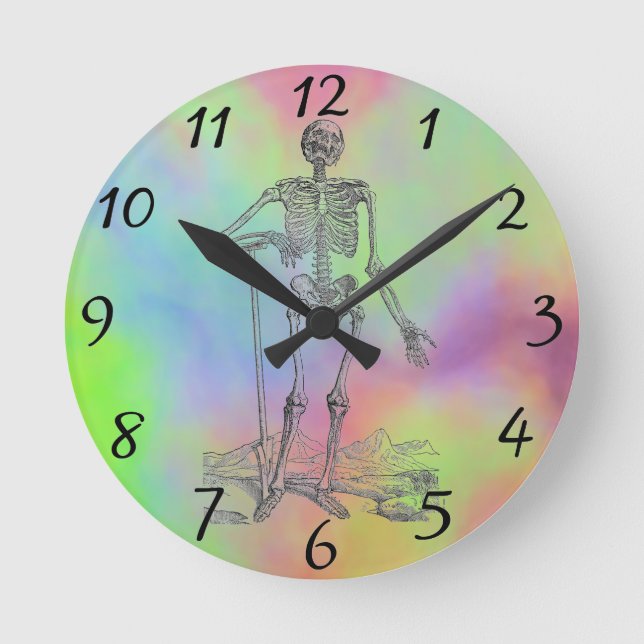 Skeleton Clock Runde Wanduhr (Vorderseite)