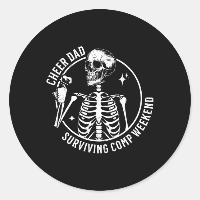 Skeleton Coffee Cheer Vater Überleben Comp Weekend Runder Aufkleber (Vorderseite)