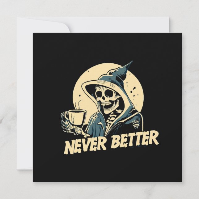 Skeleton Coffee Halloween Einladung (Vorderseite)