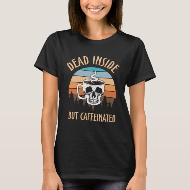 Skeleton Coffee Inside Retro Graphic Plus Size  Co T-Shirt (Vorderseite)