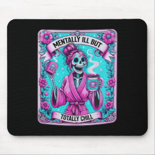 Skeleton Coffee Tarot Card Mental Ill aber total Mousepad