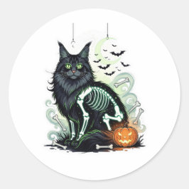Skeleton Coon - Maine Coon Halloween Runder Aufkleber