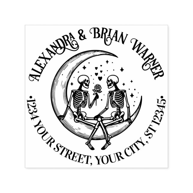 Skeleton Couple auf Crescent Moon Name Ret Adresse Permastempel (Design)