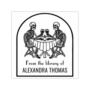 Skeleton Couple Drink Weinbibliothek Name Permastempel