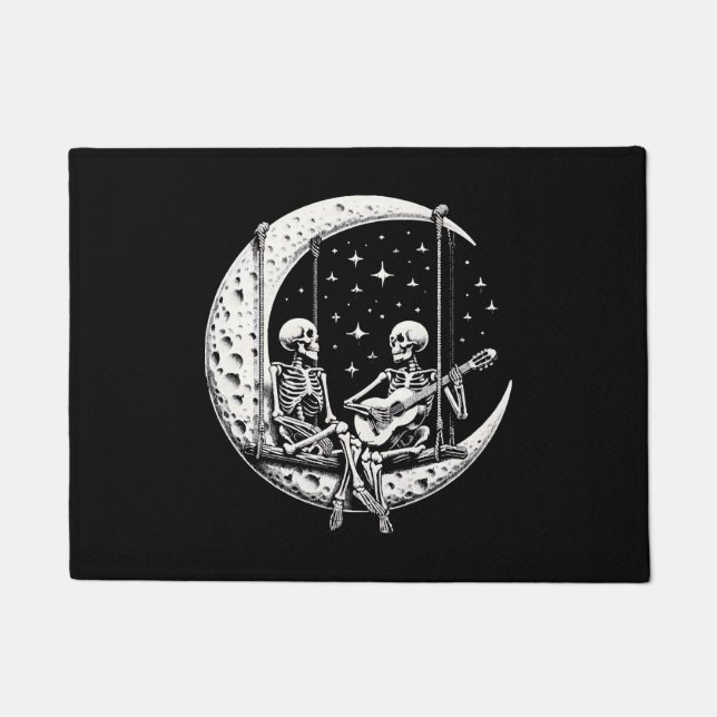 Skeleton Couple Moon Guitar Fußmatte (Vorderseite)